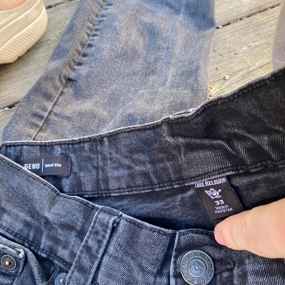 True Religion Jeans Size 33 Geno Relaxed Slim Gray - Picture 6 of 7